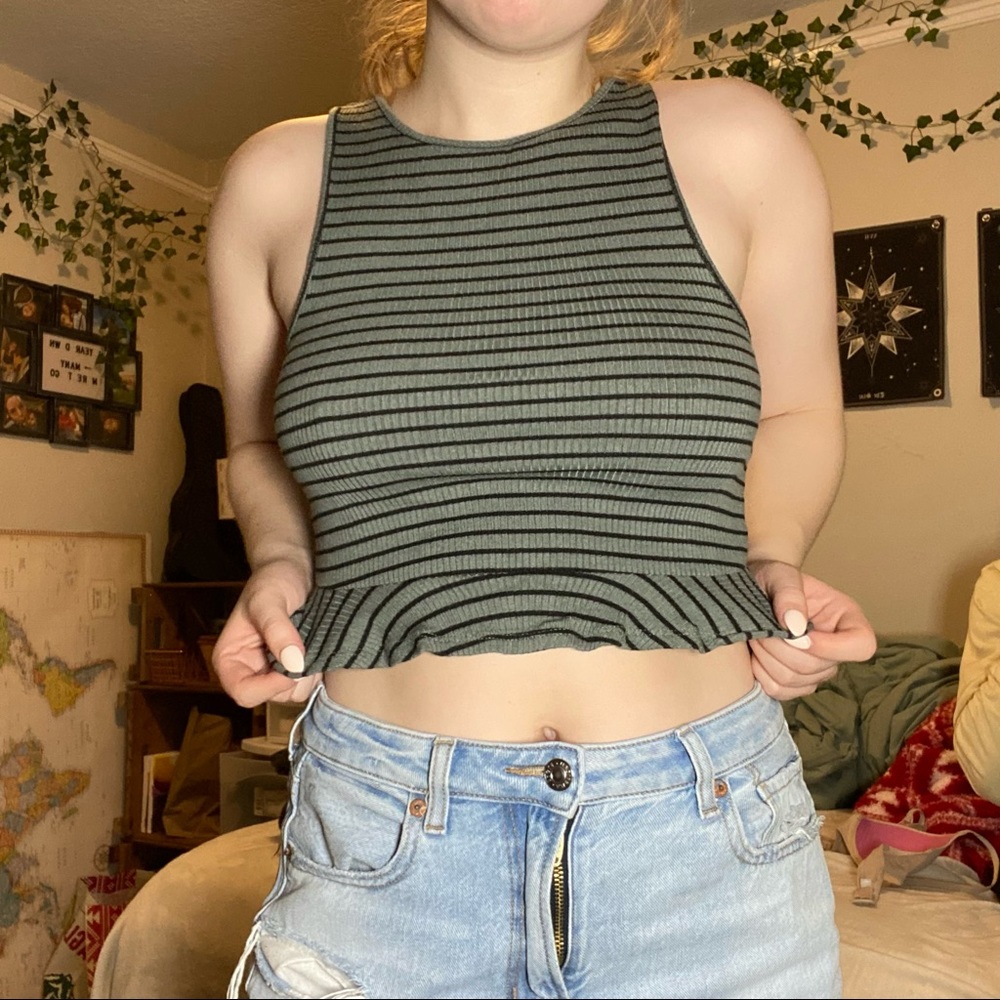 Forever 21 High Neck Striped Tank